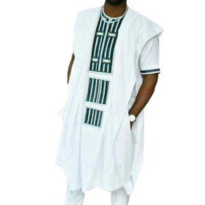 Incerun Men's White Patterned Open Dashiki (M)
